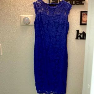 Stanzino brand size M lace, blue, sleeveless length right below knees dress.